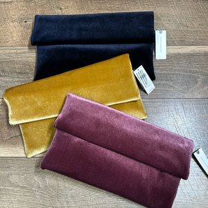NWT Navy Blue velvet crossbody clutch